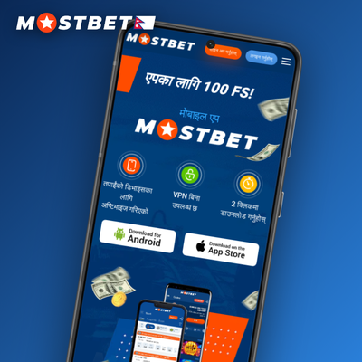 Hand holding a smartphone with the Mostbet app open on a live in-play match card