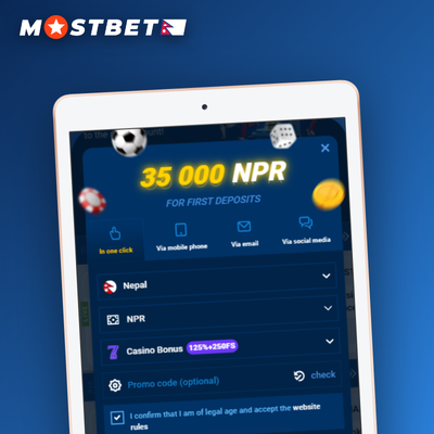 Mostbet app registration screen on smartphone with one-click sign-up for mobile users