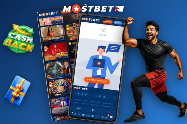 Mostbet mobile app displaying live football odds and casino games in Nepal